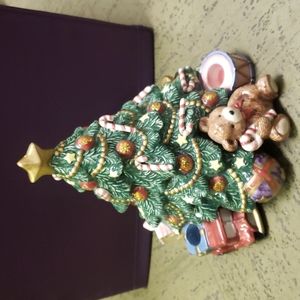 1995 Fitz and Floyd Christmas tree candle holder decor cy